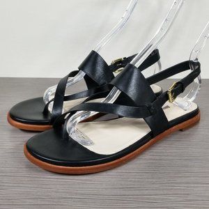 Cole Haan Anica Thong Sandal, Black Leather, Womens Size Right Size 8, Left 8.5